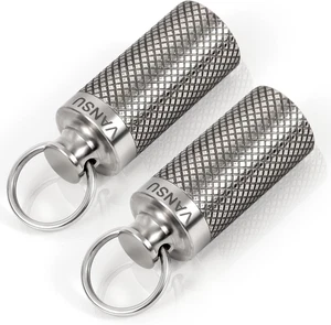 Titanium Waterproof Keychain Pill Holder Container,Portable Mini Size Pill Box C - Picture 1 of 12