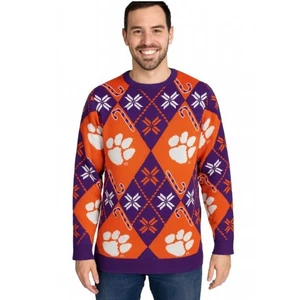 Clemson Tigers Christmas Sweater NWT Knit Pullover Holiday Snowflakes Size 2XL - Picture 1 of 6
