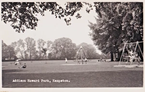 FHF Vintage Postcard, Addison Howard Park, Kempston, Bedford shows Swings - Picture 1 of 1