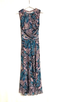 Coldwater Creek Womens Dress 6 Maxi Silk Aline Long Floral Sleeveless Fit Flare - Image 1 of 4