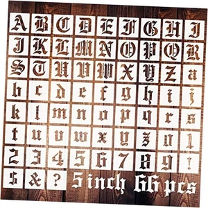 Stencil per lettere calligrafia 5 pollici per pittura, 66 pezzi vecchi scritti inglesi - Foto 1 di 7