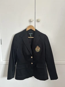 Vintage Lauren Ralph Lauren 3D Crest Blazer Jacket Gold Buttons Women's UK 8 - Picture 1 of 24