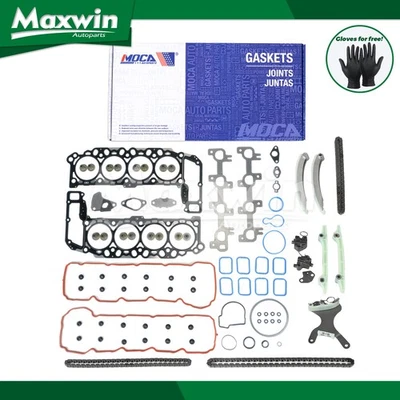 Juego de juntas de culata Kit de cadena de distribución para Dodge Ram 1500 Jeep Mitsubishi Raider 4,7 L Foto 1 de 4