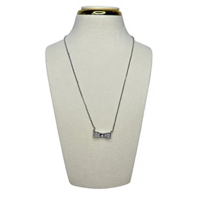 Kate spade ready set bow pavé mini Silver pendant necklace - Picture 1 of 5