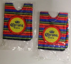 Lote de 2 Corona Bebida Extra Sin Corona Poncho Coozies - Rayas Multicolores - NUEVO - Imagen 1 de 6