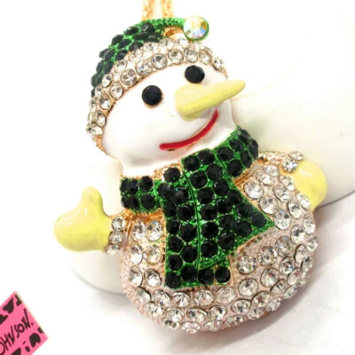 Новый модный женщин со стразами блестящий милый снеговик кристалл подвеска цепочка ожерелье - Изображение 1 из 2