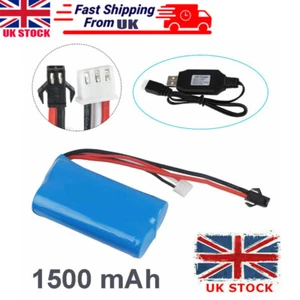 Batteria agli ioni di litio 7,4 V 1500 mAh spina 15 C SM per RC Cas ricambio barca + caricatore USB - Foto 1 di 11