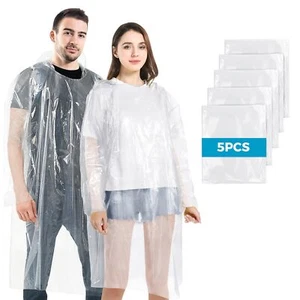 5pcs Disopable Rain Ponchos for Adults Clear Ponchos Adults for Men and Women... - Picture 1 of 7