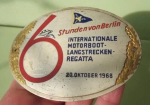 MOTOR BOAT REGATTA BADGE 1968 BERLIN RIVA PORSCHE GERMANY ENGINE POWER TIME - Picture 1 of 10