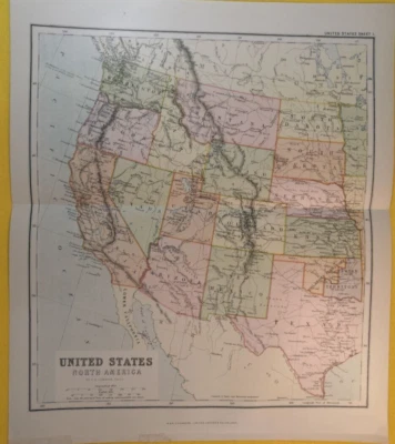 United States (North America) ORIGINAL VINTAGE MAP 12.5x10.5  - C18-8 - Image 1 of 3