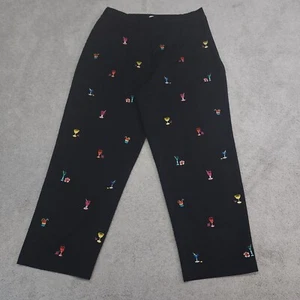 Drapers & Damons Black Cocktail Embroidered Cropped Capri Pants Womens Sz 14 - Picture 1 of 11