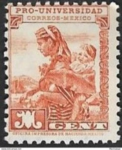 SKV) 1934. Mexico. Pro - University. 1 stamp SC RA13B wmk 156 mint - Picture 1 of 1