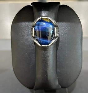 Sterling Ring blau Tigerauge Größe 10,5 - Bild 1 von 6