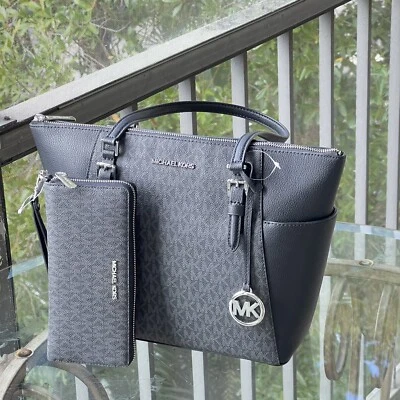 Michael Kors Charlotte Top Zip Tote Shoulder tote Handbag +Wristlet Wallet MK - Image 1 of 4