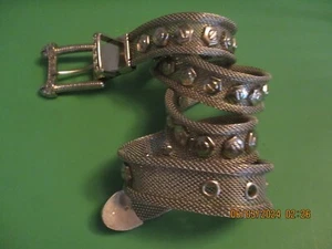 Vintage PUNK Metal Mesh Silvertone Heavy Size 32 Belt - Picture 1 of 3