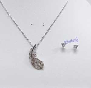 Swarovski Nice Set Feather Rhodium-PVD Clear Crystal Authentic NEW 5506758 - Picture 1 of 4