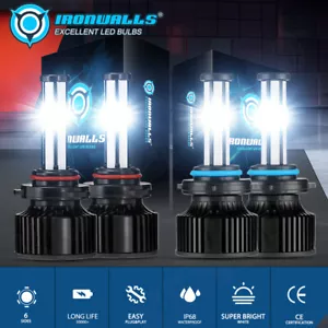 6-sides 9005 9006 LED Headlight Kit Combo 6500K High Low Beam Super White Bright - Picture 1 of 15
