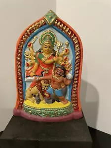 Jai Bhagavan Ltd Göttin Durga Statue Indien geformt gebrannt Ghanges Fluss Ton - Bild 1 von 6