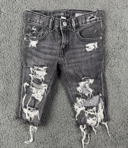 Gap Denim Skinny Short Black Distressed Dark Ripped Denim Smallshop 5T 5 - Picture 1 of 14
