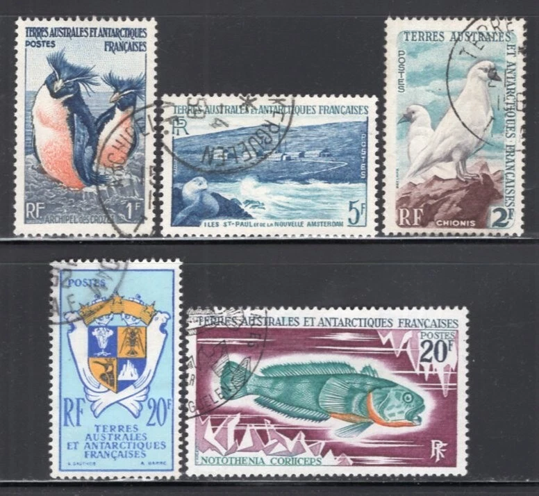 FSAT TAAF Antarctica 1956-1971 Group of 5 Good Stamps VF Used - Image 1 of 1