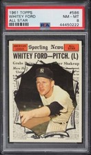 1961 Topps BB Card #586 Whitey Ford New York Yankees HOF ALL-STAR PSA 8 NM-MT