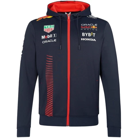 Red Bull Racing F1 Men's 2023 Team Full Zip Hooded Sweatshirt- Navy Cover