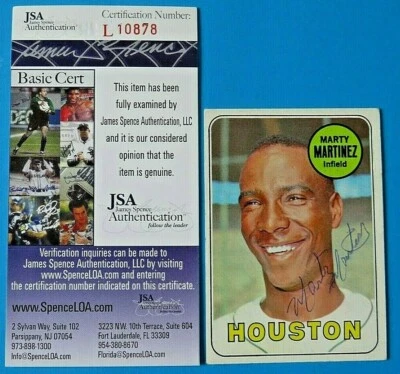 1969 TOPPS MARTY MARTINEZ SIGNED BASEBALL CARD #337 ~ Tough Autograph JSA L10878 - Image 1 of 2