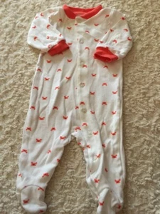 Pijama Carters Niños Blanco Naranja Cangrejos Manga Larga 3 Meses  - Imagen 1 de 7