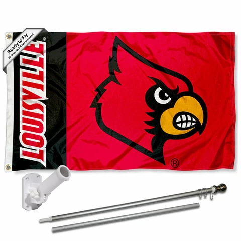 Louisville Cardinals Panel Flag Pole and Bracket Gift Set Package Cover