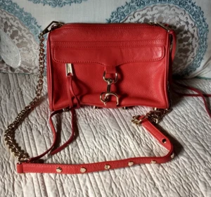 Rebecca Minkoff Red Leather Mini M.A.C. Crossbody Convertible Shoulder Bag - Picture 1 of 13