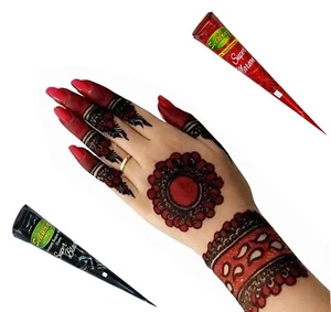 Cono Mehandi Maroon + Negro Instantáneo Henna para Tatuaje y Arte Corporal, 1 pieza. cada uno - Imagen 1 de 5