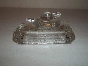 Vintage Crystal Glass Paper Weight Home Decor Army Tank Toy 4"x 1 1/2" x 2" NICE - Picture 1 of 4