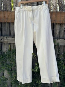 Calvin Klein Women Designer Pants Size 10 Yellow Soft Wide Leg Cuffs Luxury - Picture 1 of 15