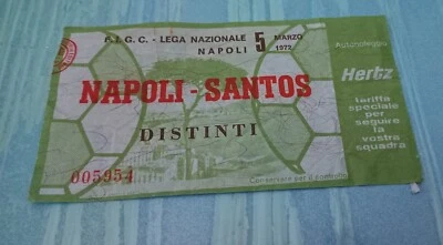 BIGLIETTO NAPOLI SANTOS 2-3 SAN PAOLO 5/3/1972 PELE' NENE' ALTAFINI DISTINTI - Immagine 1 di 2