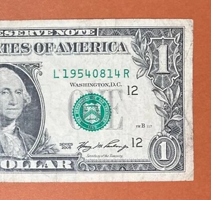 1954 August 14 ( L 19540814 R ) Birthday Note $1 One Dollar Bill ` - Picture 1 of 3