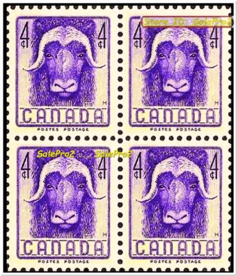 CANADA 1955 CANADIAN VINTAGE MUSK OX MINT FACE 16 CENT MNH VINTAGE STAMP BLOCK - Image 1 of 2
