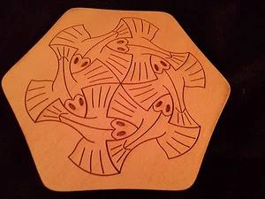 Handmade M.C. Escher Fish Coaster set of 4 - Picture 1 of 2