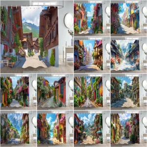 3D Charming Mountain Village Shower Curtain Bathroom Curtains Waterproof Large - Picture 1 of 20