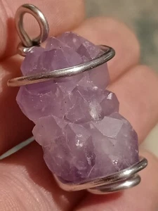 Amethyst pendant natural skeletal purple Quartz cluster crystal mineral handmade - Picture 1 of 11