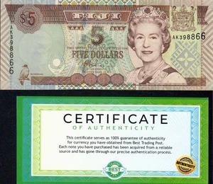 Islas Fiji 5 dólares cantidad 1 pieza UNC QEII KM-105b 2007-2012 - Imagen 1 de 2