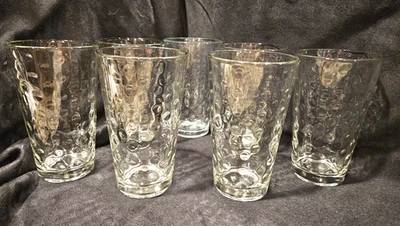 ¡Raro! Juego de 7 lunares Hazel-Atlas Highball patrón de burbujas 8 oz 5 1/4" Foto 1 de 4