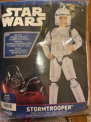 STAR WARS Stormtrooper Padded Jumpsuit Headpiece Costume Toddler 3T-4T *NEW* - Image 1 of 4