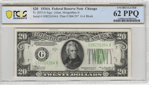 Fr.2055-G 1934A Chicago $20 Federal Reserve Note PCGS Uncirculated 62 PPQ - Picture 1 of 2
