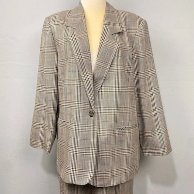 Conjunto de Traje Falda Vintage Sag Harbor Talla 16 Blazer a Cuadros Heritage Academia Carrera Foto 1 de 4