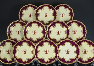 AMAZING SET OF 12 c1825 FLIGHT BARR & BARR WORCESTER PORCELAIN ARMORIAL PLATES - Picture 1 of 14