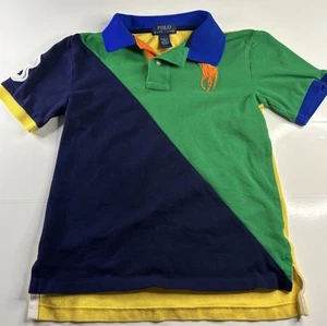 Polo Ralph Lauren Boys Short Sleeve Shirt Size M  (10-12) Orange Green - Picture 1 of 6