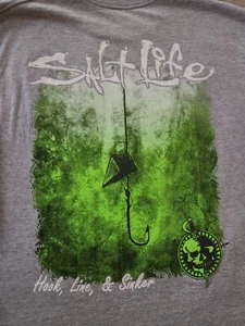 Salt Life Shirt Mens Medium Gray short Sleeve Fishing Graphic TShirt - Picture 1 of 5