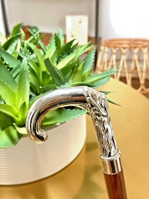 Elegant Silver Vine Handle Walking Cane – 36" Vintage Style Wooden Stick for Gen - Image 1 of 4