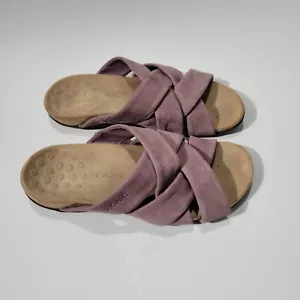 Vionic Juno Leather Suede Slide Sandals Purple Sz 9 - Picture 1 of 7