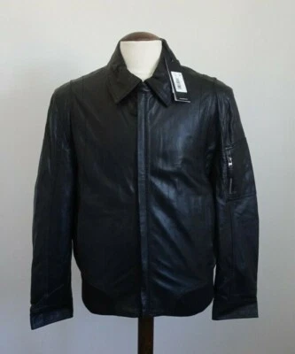 BNWT Mens Hugo Boss Lambs Leather Black Biker Style Jacket - UK 52 - Image 1 of 4